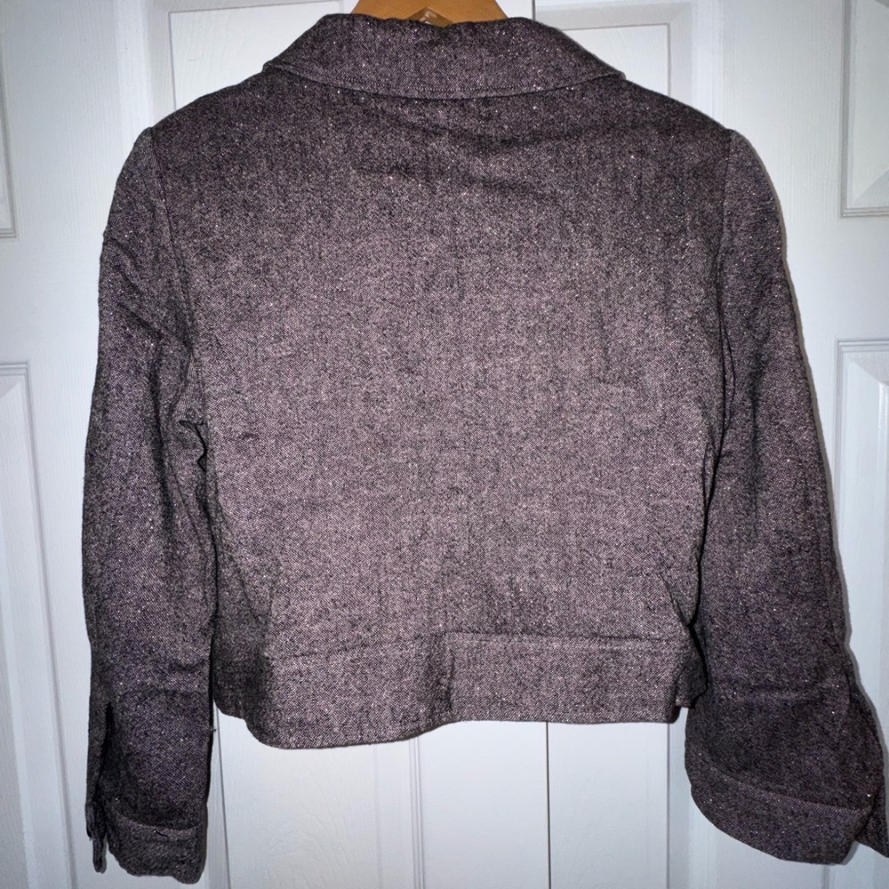 DKNY Cropped Wool Blend Jacket Blazer with Metallic Thread - Picture 6 of 8
